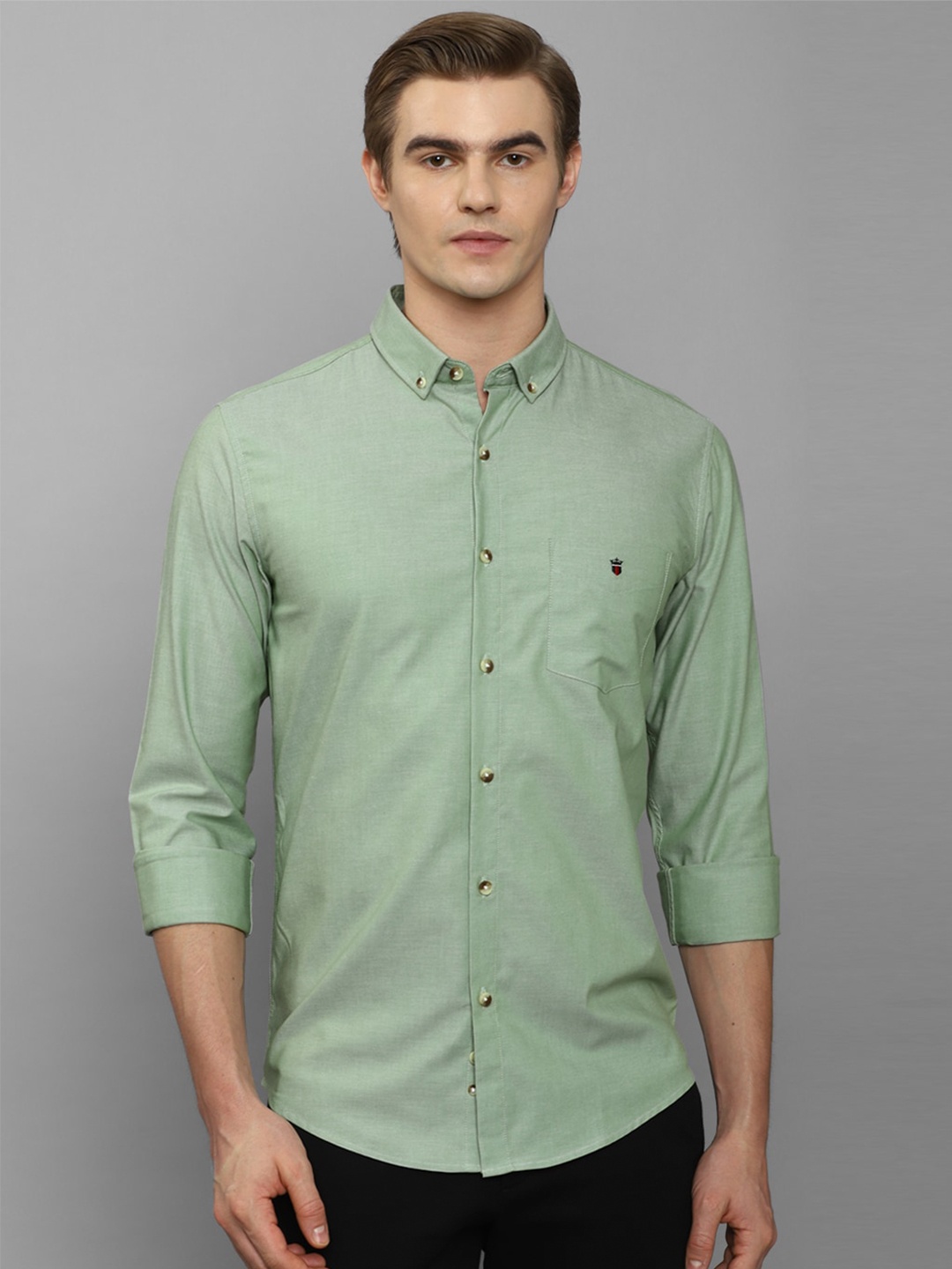 

Louis Philippe Sport Button Down Collar Pure Cotton Shirt, Green
