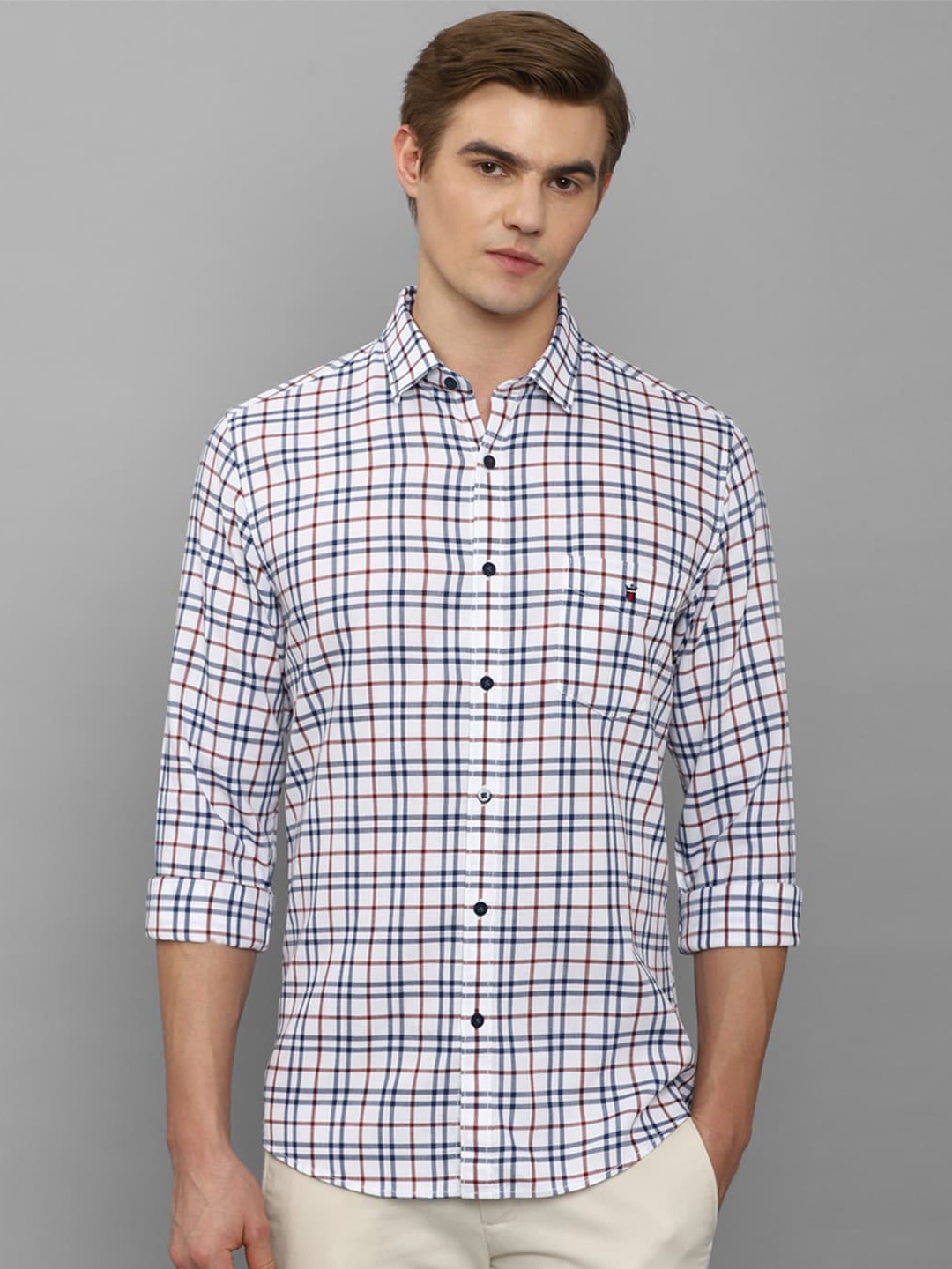 

Louis Philippe Sport Slim Fit Tartan Checked Pure Cotton Casual Shirt, White