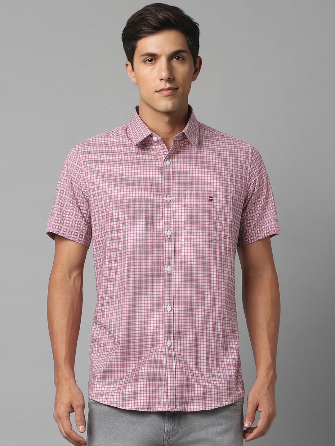 

Louis Philippe Sport Checked Pure Cotton Slim Fit Shirt, Pink