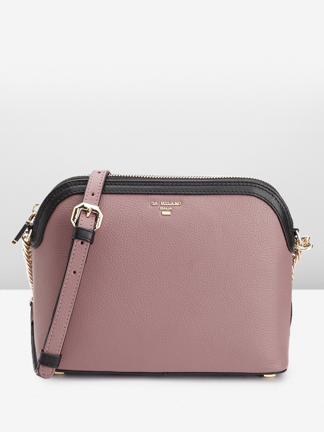 

Da Milano Textured Leather Structured Sling Bag, Rose