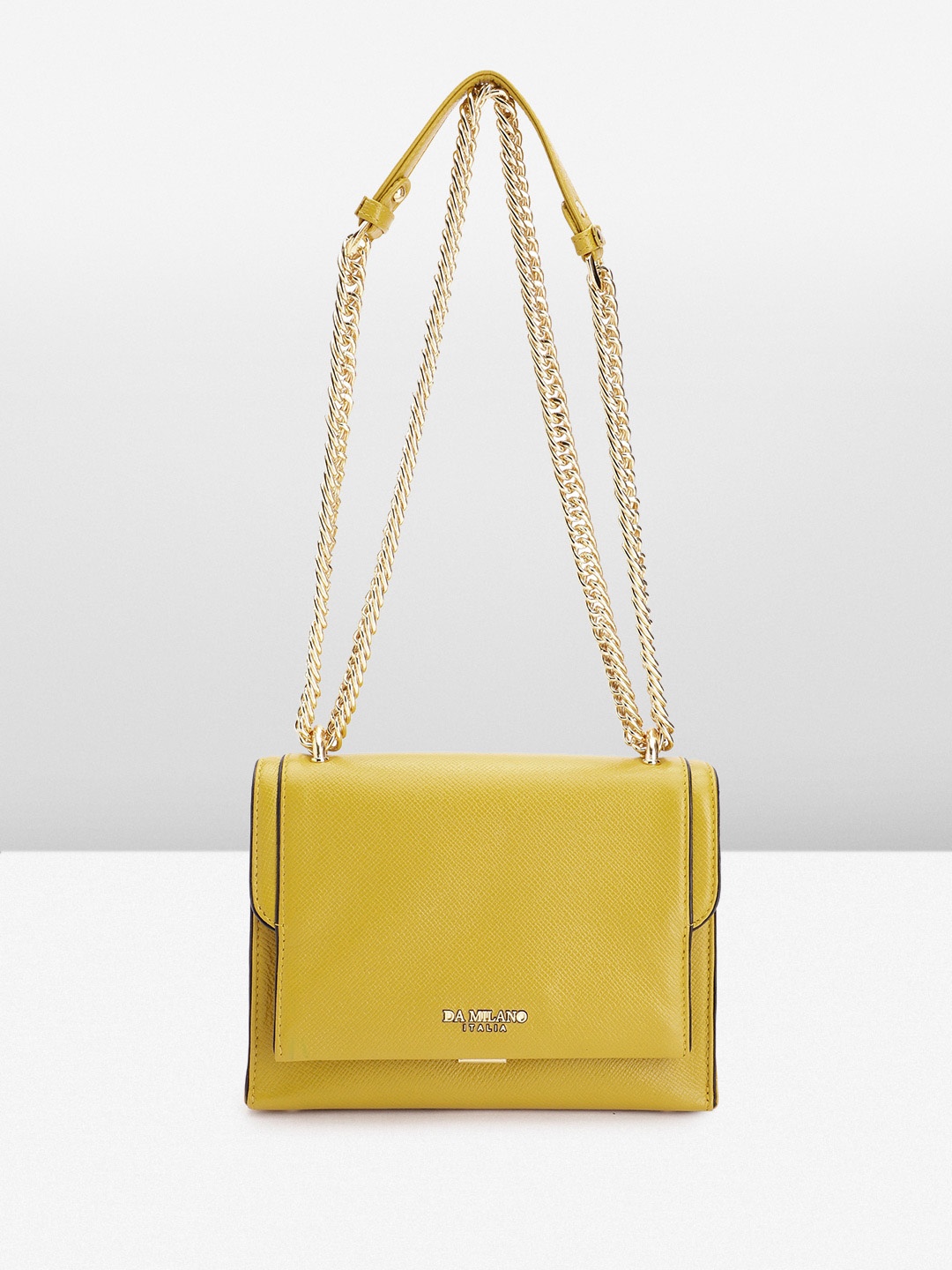 

Da Milano Leather Structured Shoulder Bag, Yellow