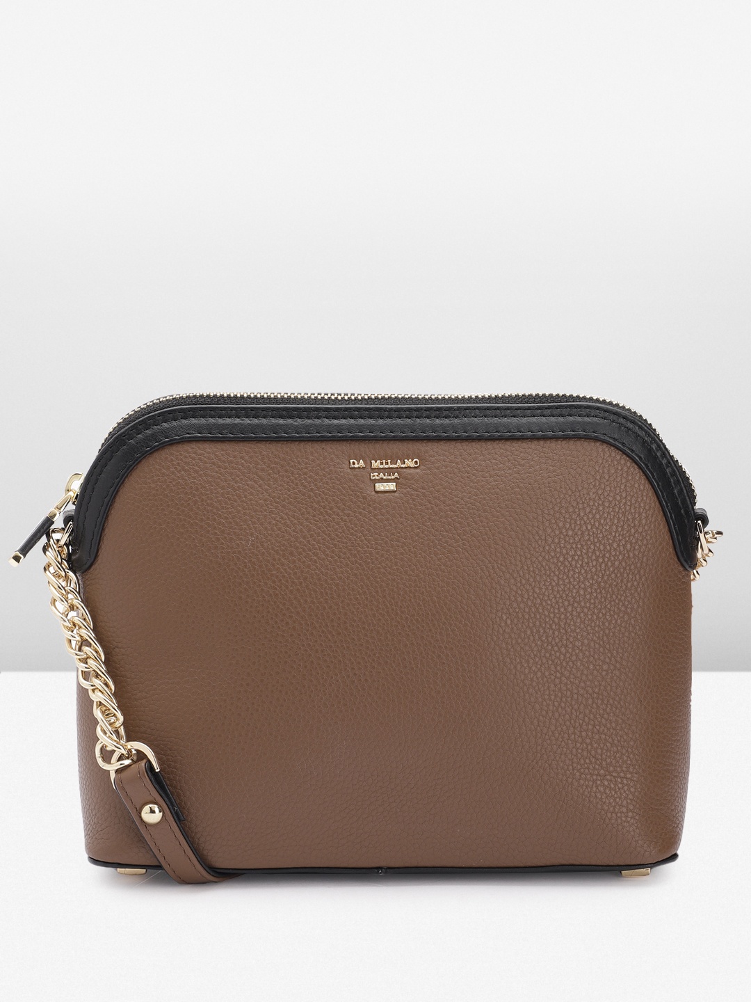 

Da Milano Leather Structured Sling Bag, Brown