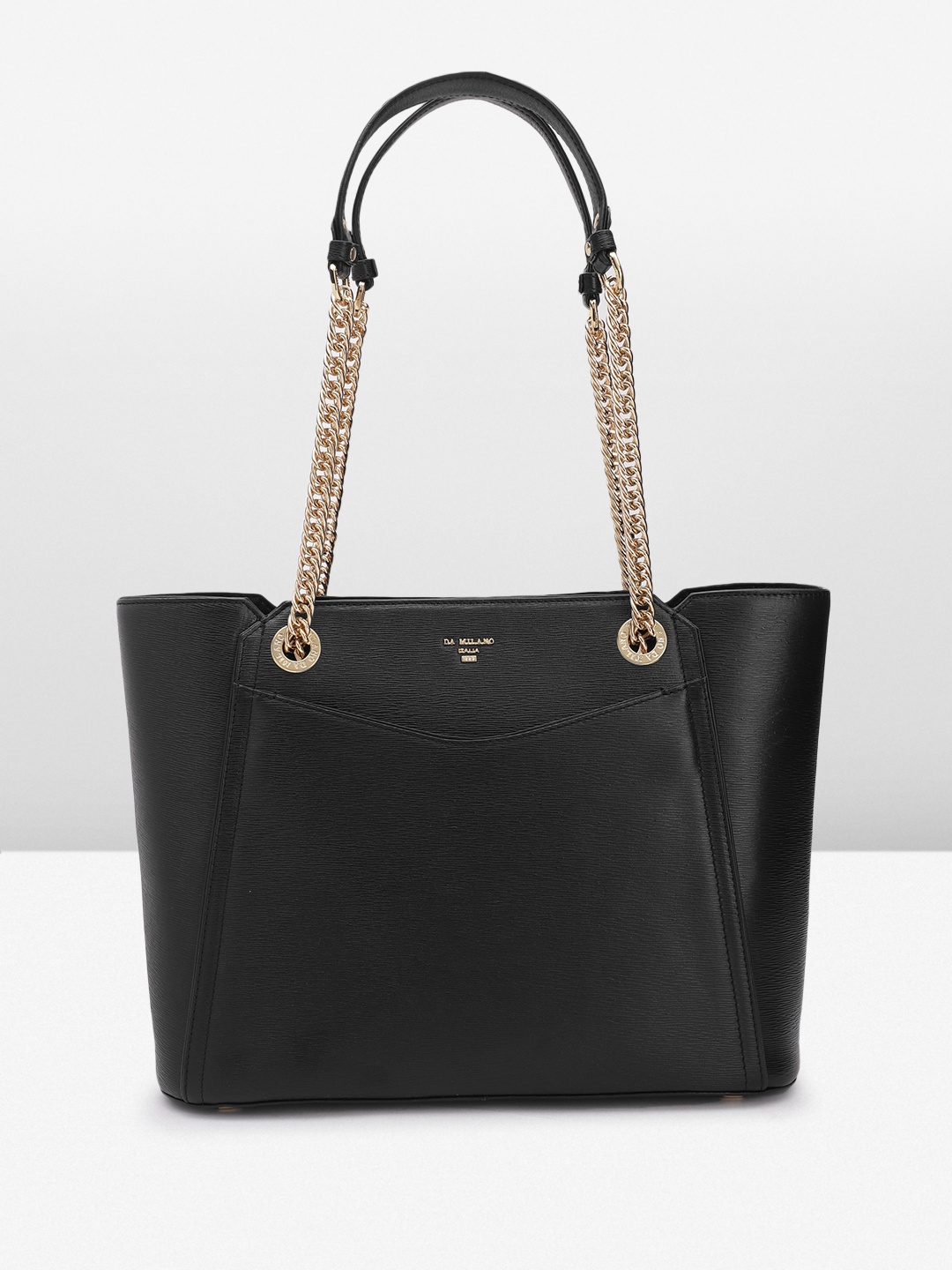 

Da Milano Textured Leather Structured Shoulder Bag, Black