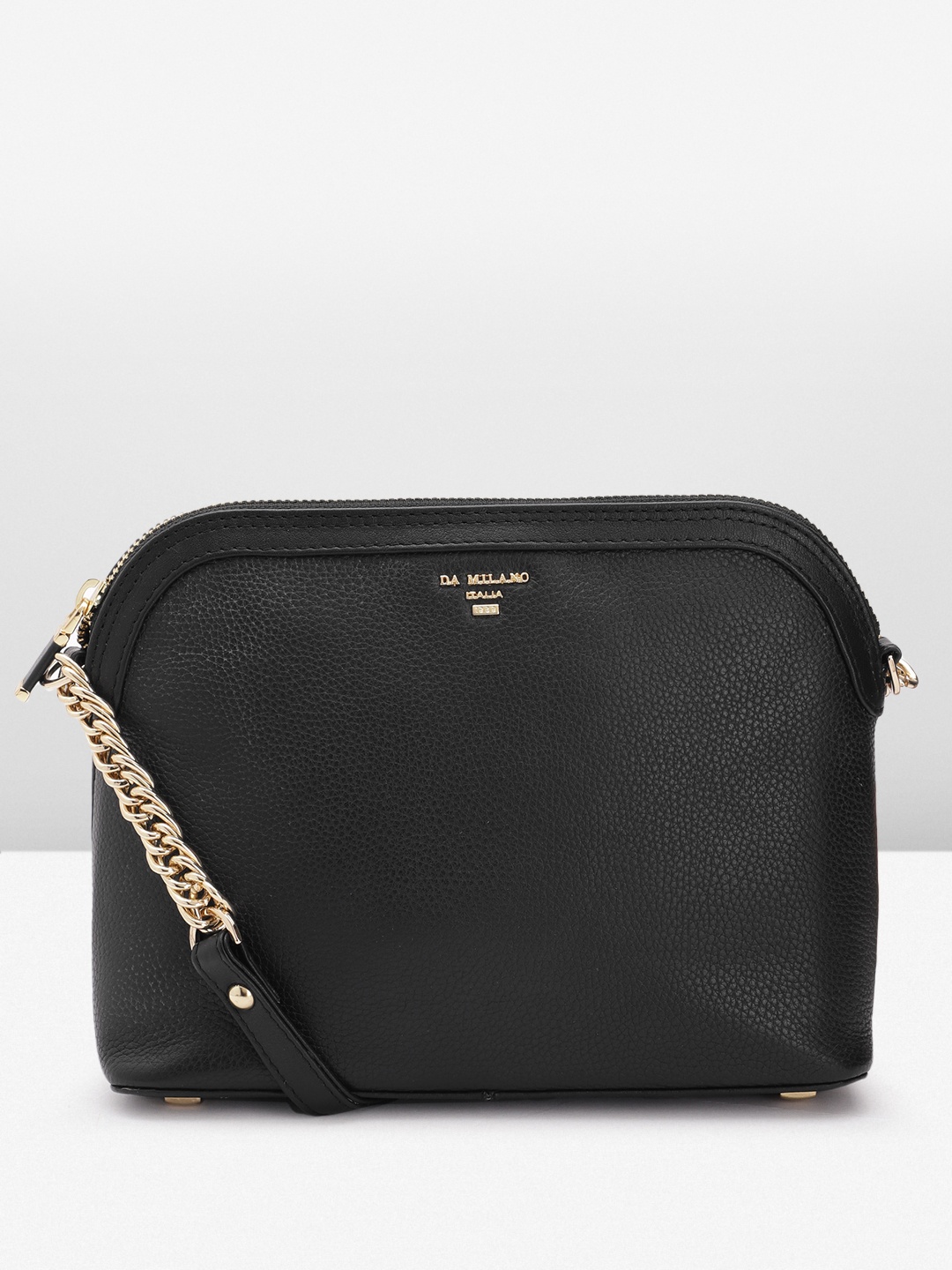 

Da Milano Leather Structured Sling Bag, Black