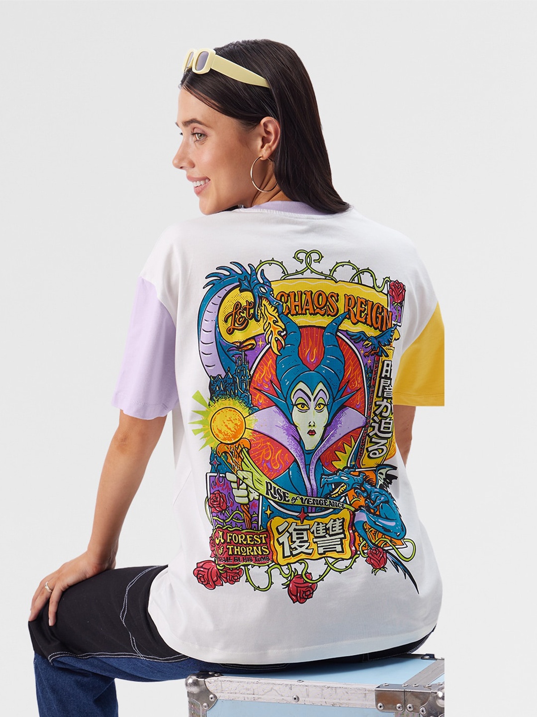 

The Souled Store Maleficent Printed Oversized Pure Cotton T-shirt, White