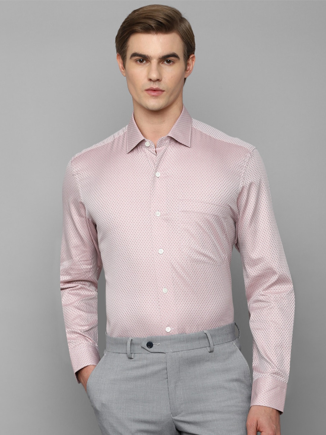 

Luxure by Louis Philippe Self Design Slim Fit Opaque Cotton Formal Shirt, Pink