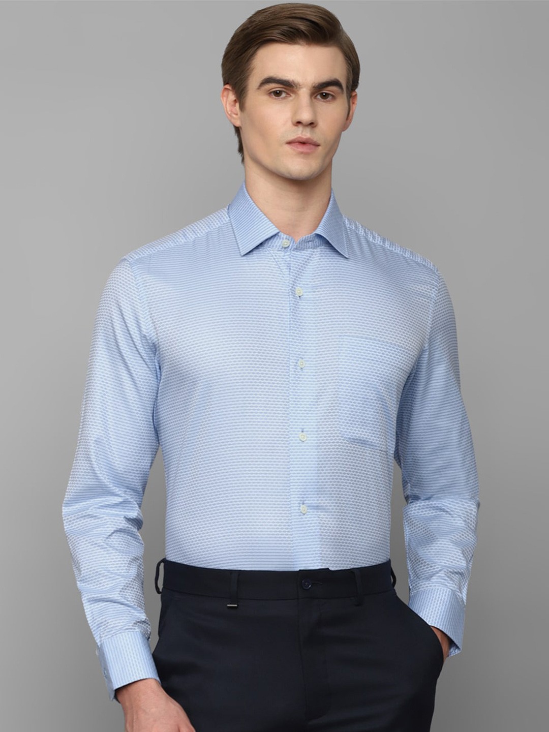 

Luxure by Louis Philippe Textured Self Design Formal Shirt, Blue