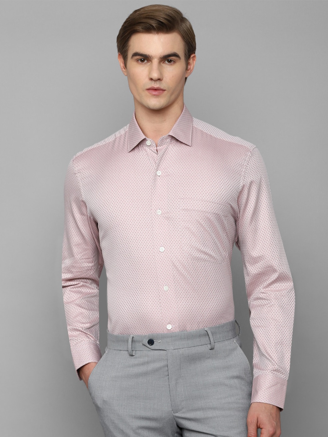 Luxure by Louis Philippe Textured Self Design Formal Shirt, Pink