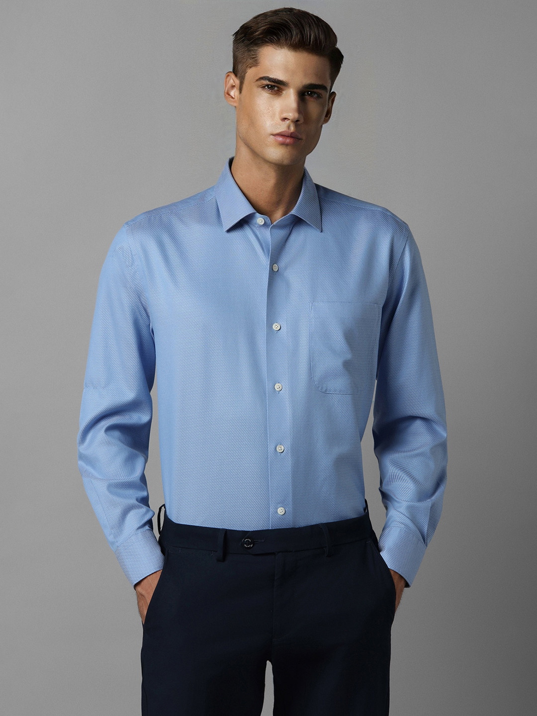 

Luxure by Louis Philippe Men Blue Opaque Formal Shirt