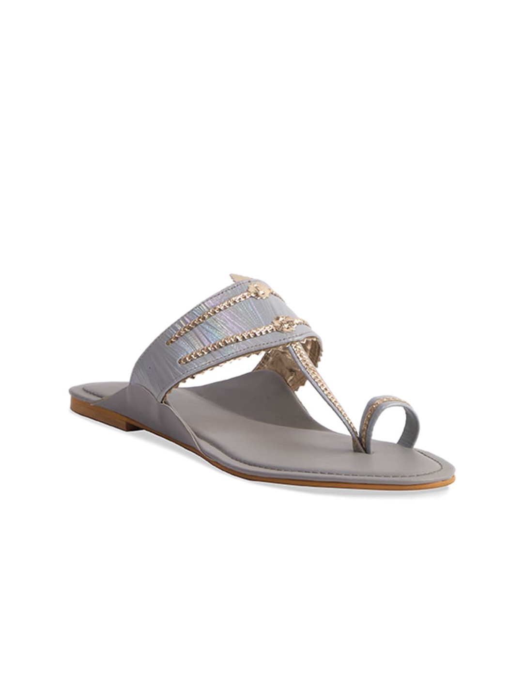 

ERIDANI Textured One Toe Flats, Grey