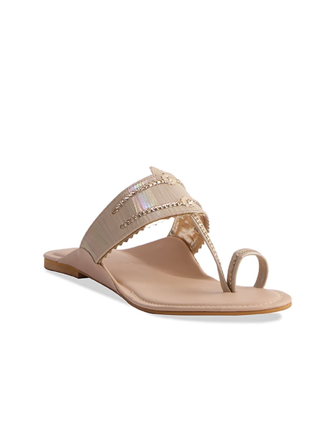 

ERIDANI Raya Ethnic Braided One Toe Flats, Beige