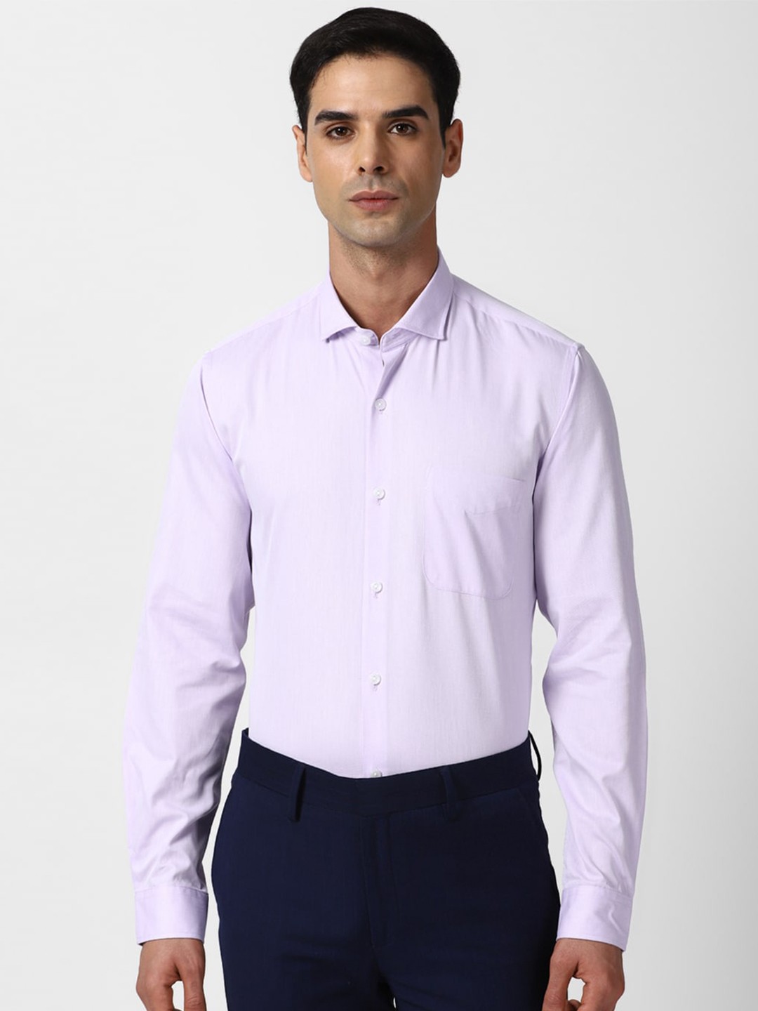 Peter England Spread Collar Slim Fit Formal Shirt, Lavender