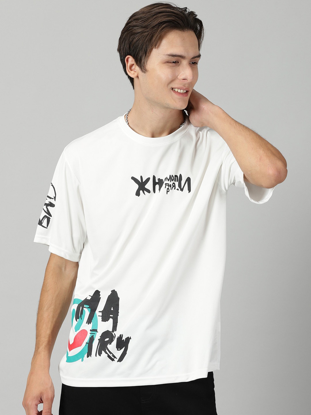 

Rodzen Typography Printed Round Neck T-shirt, White