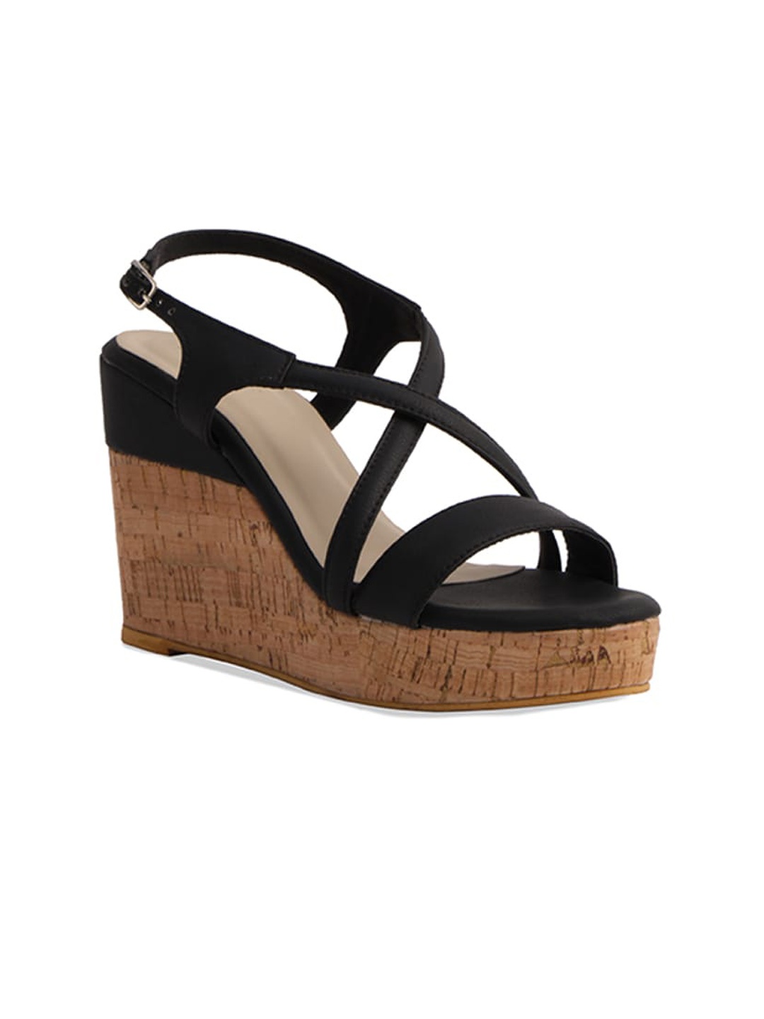 ERIDANI Wedge Heels With Backstrap, Black