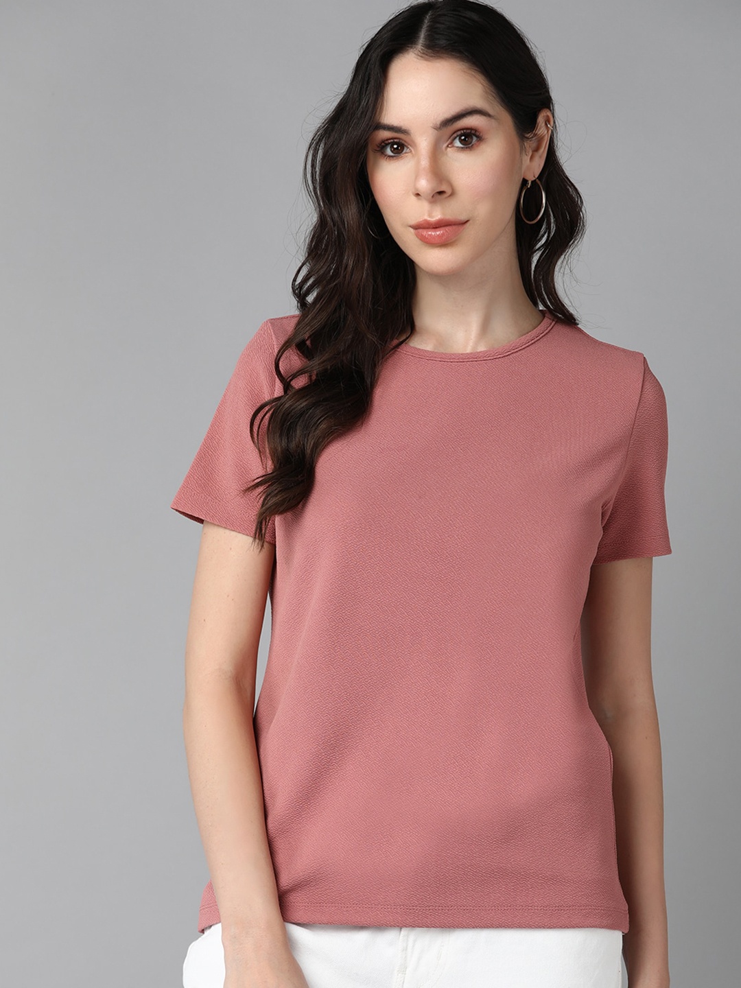 

Roadster Round Neck Regular Top, Pink