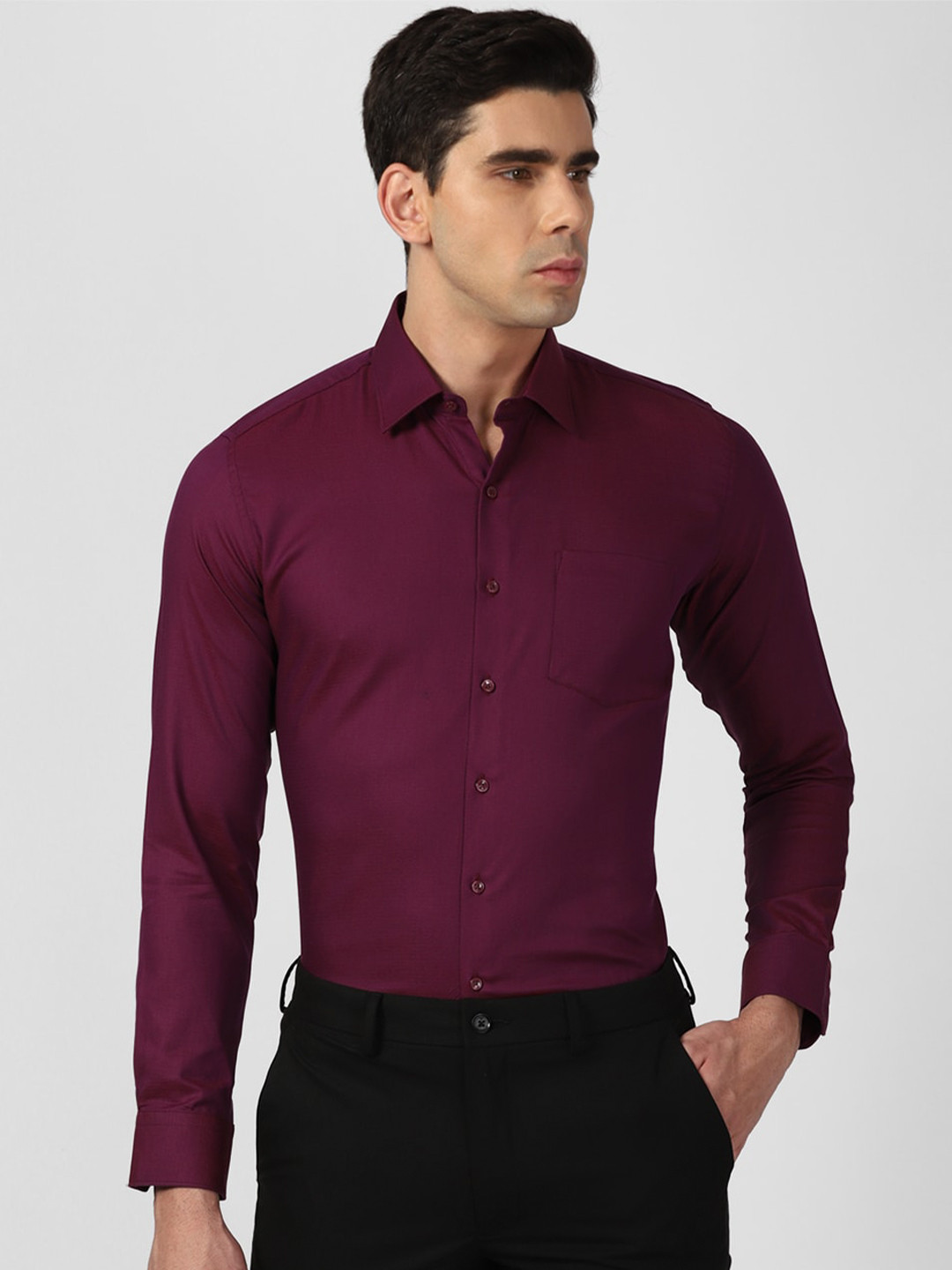 

Van Heusen Slim Fit Spread Collar Pure Cotton Formal Shirt, Purple