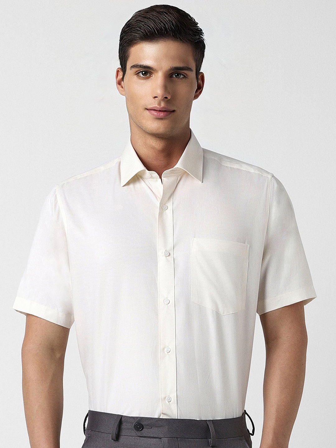 

Van Heusen Textured Pure Cotton Formal Shirt, Cream