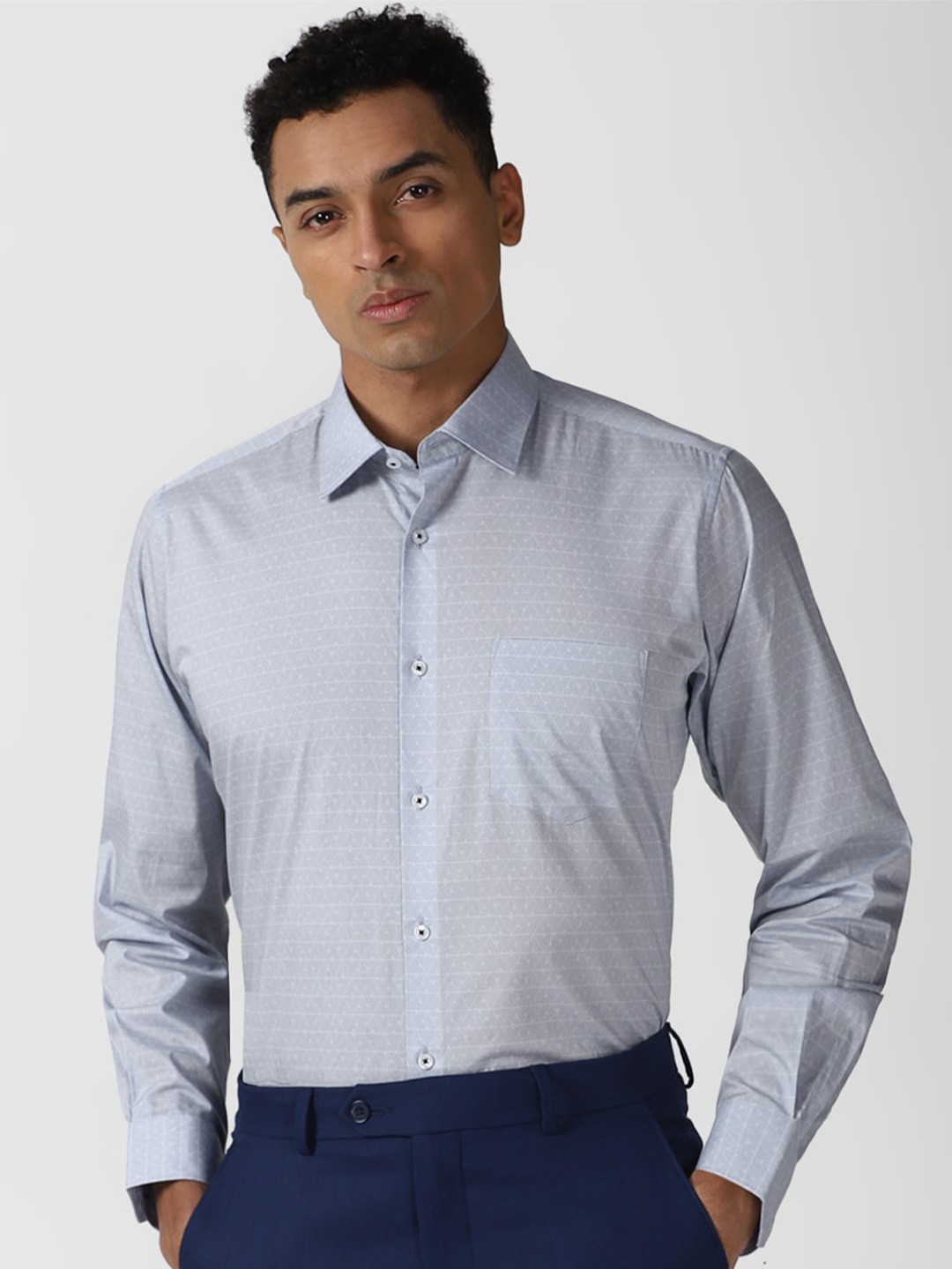 

Van Heusen Printed Classic Cotton Formal Shirt, Blue
