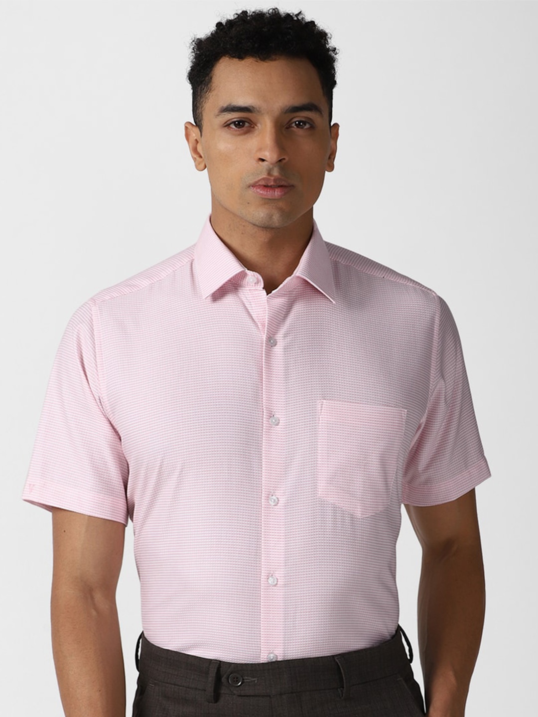 

Van Heusen Self Design Textured Opaque Pure Cotton Formal Shirt, Pink