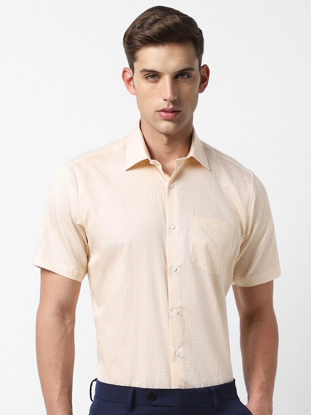 

Van Heusen Micro Ditsy Printed Pure Cotton Formal Shirt, Peach