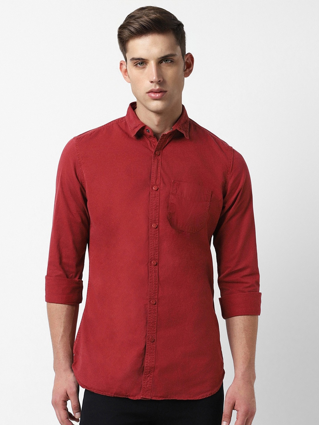 

VAN HEUSEN DENIM LABS Slim Fit Pure Cotton Casual Shirt, Red