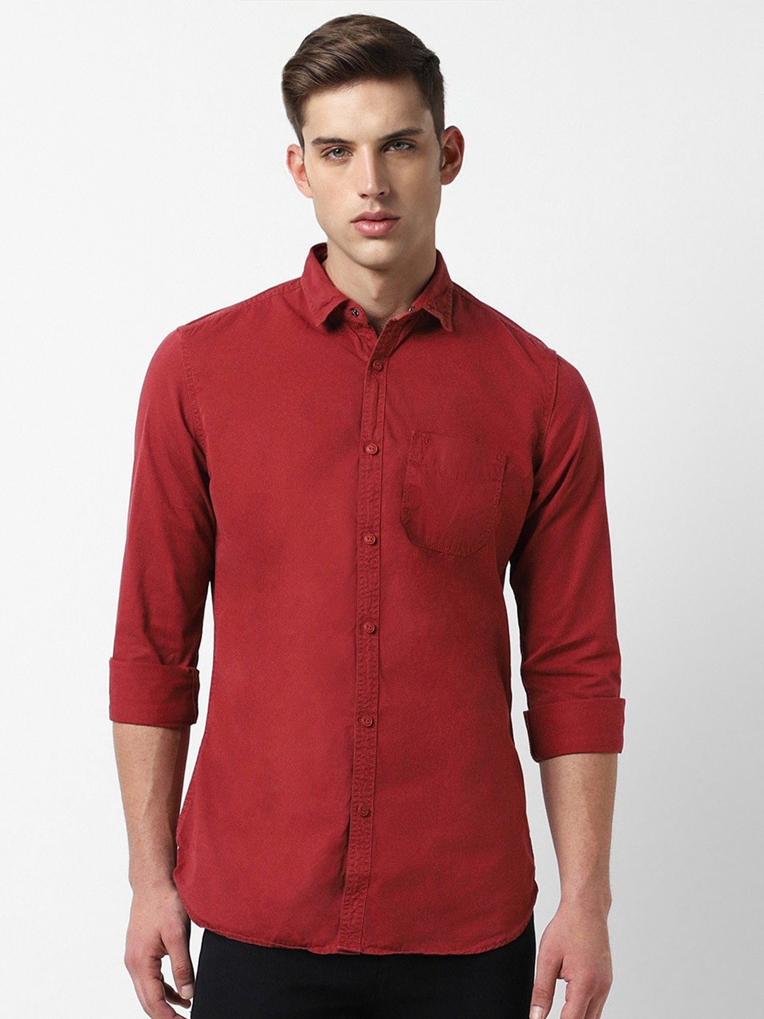 

VAN HEUSEN DENIM LABS Slim Fit Pure Cotton Casual Shirt, Red