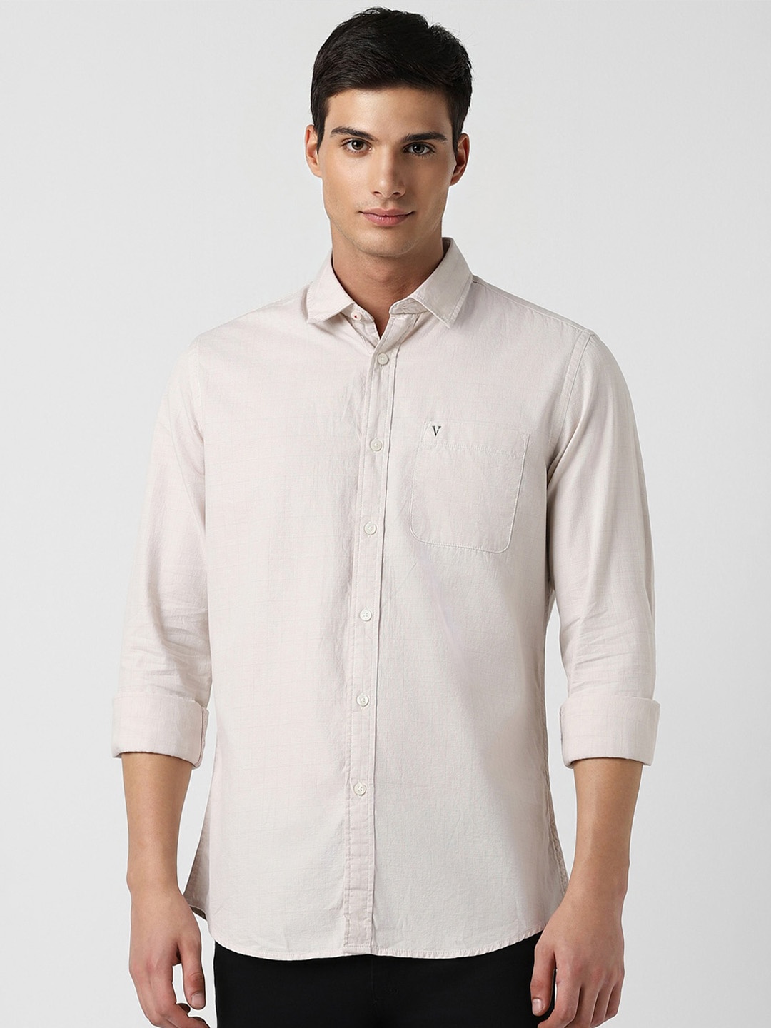 

Van Heusen Sport Checked Pure Cotton Slim Fit Casual Shirt, Cream