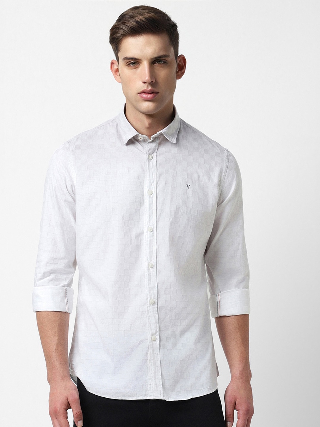 

Van Heusen Sport Self Design Slim Fit Opaque Cotton Casual Shirt, White