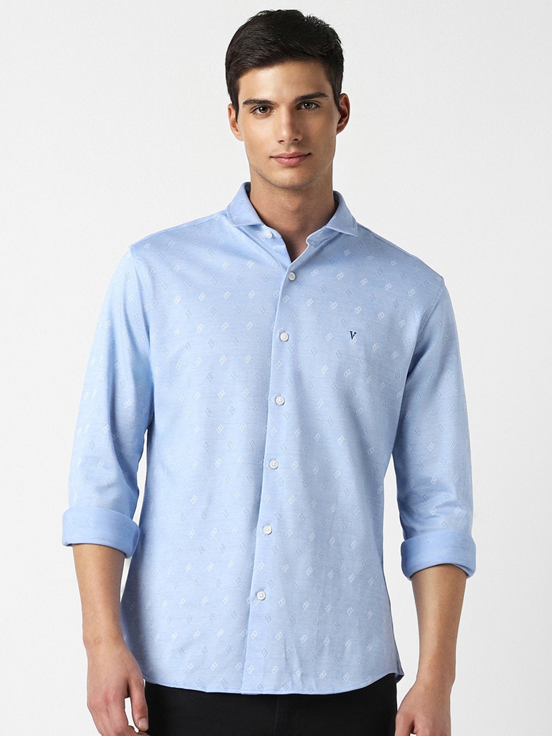 

Van Heusen Sport Conversational Printed Pure Cotton Slim Fit Casual Shirt, Blue