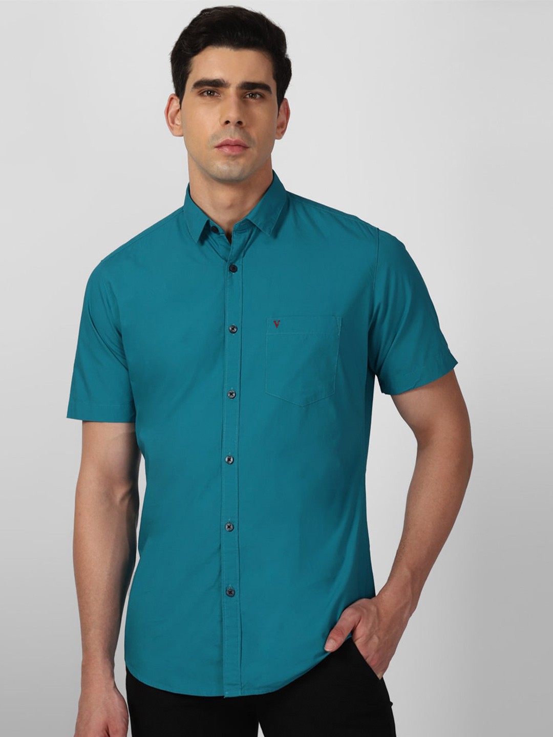 

Van Heusen Sport Slim Fit Spread Collar Cotton Casual Shirt, Blue