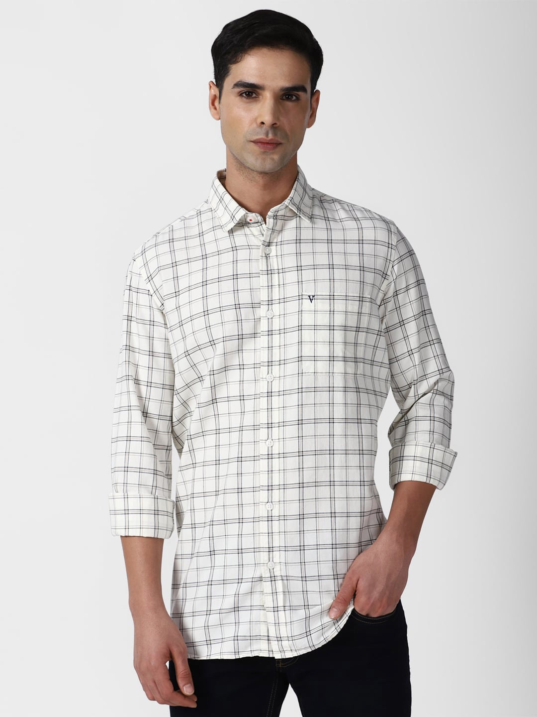 

Van Heusen Sport Tartan Checks Slim Fit Opaque Pure Cotton Casual Shirt, White
