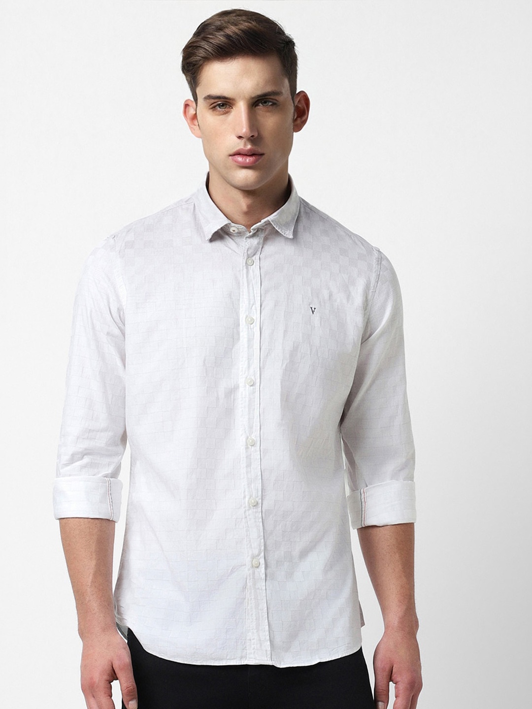 

Van Heusen Sport Self Design Slim Fit Opaque Cotton Casual Shirt, White