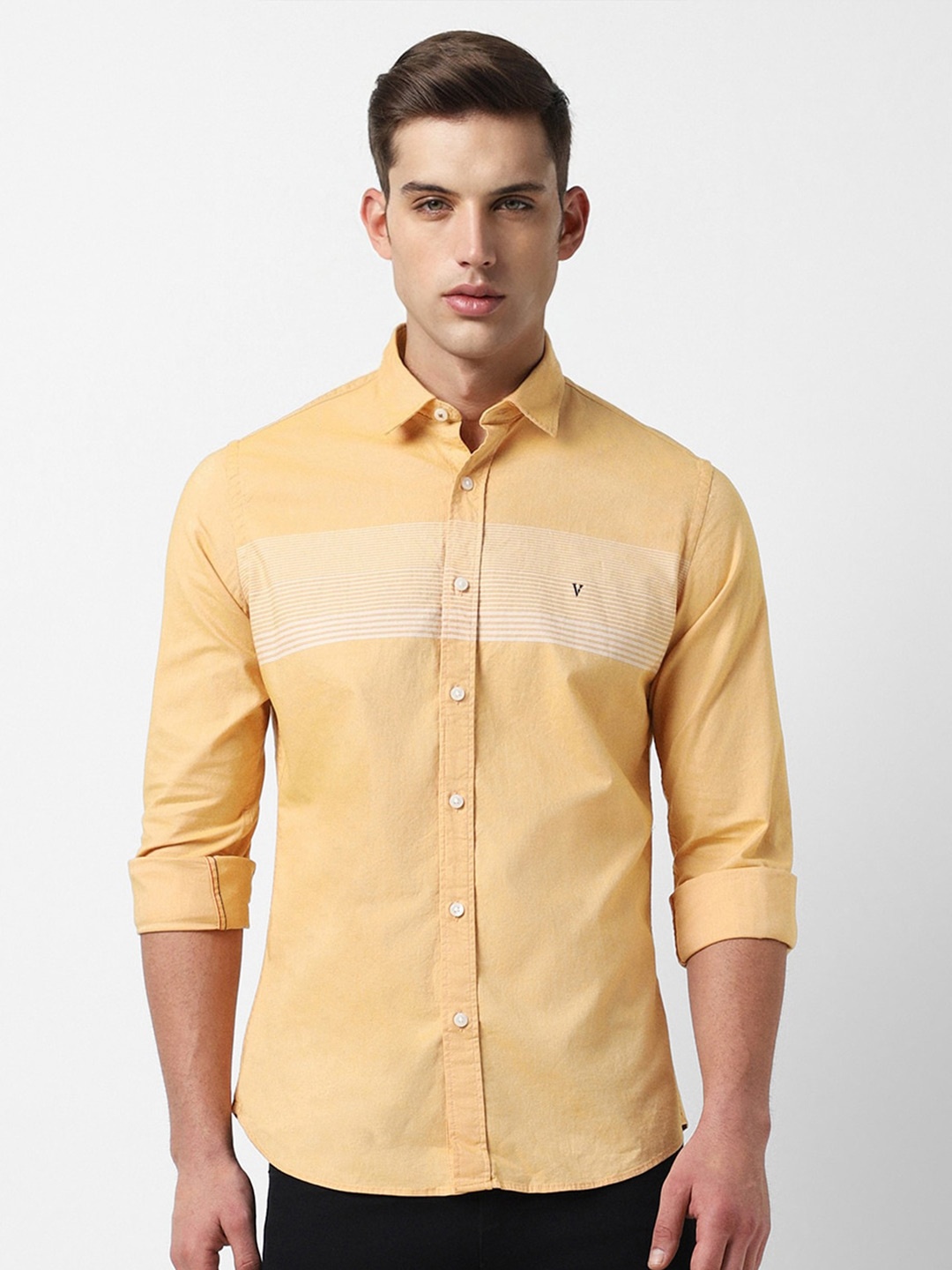 

Van Heusen Sport Striped Slim Fit Casual Shirt, Yellow