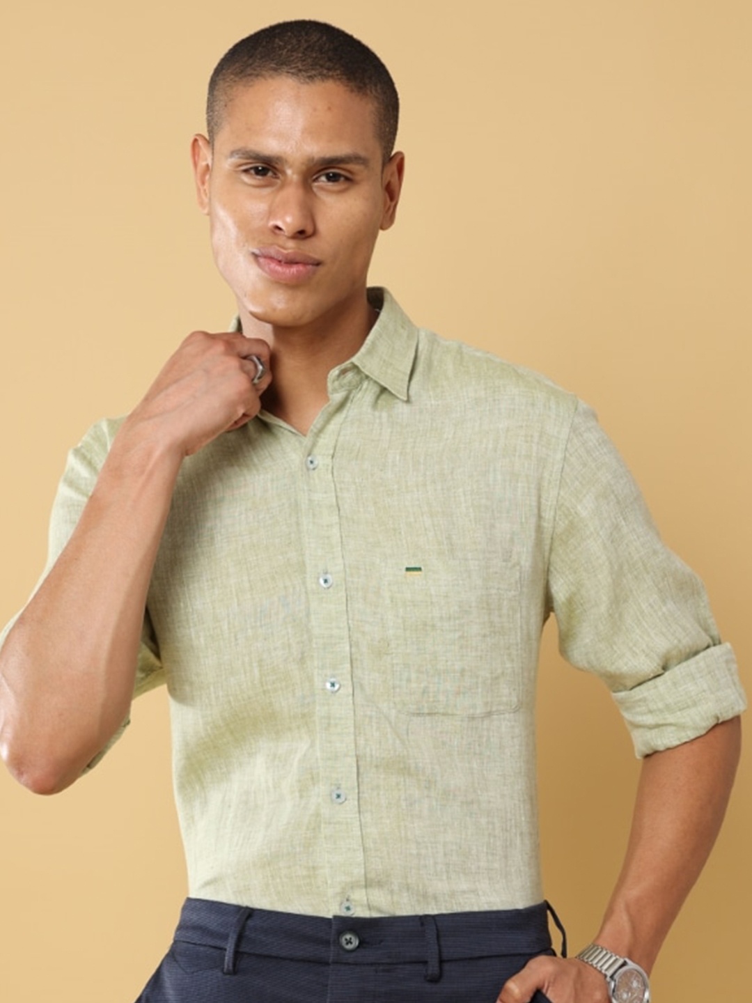 

Melvin Jones Classic Linen Casual Shirt, Lime green