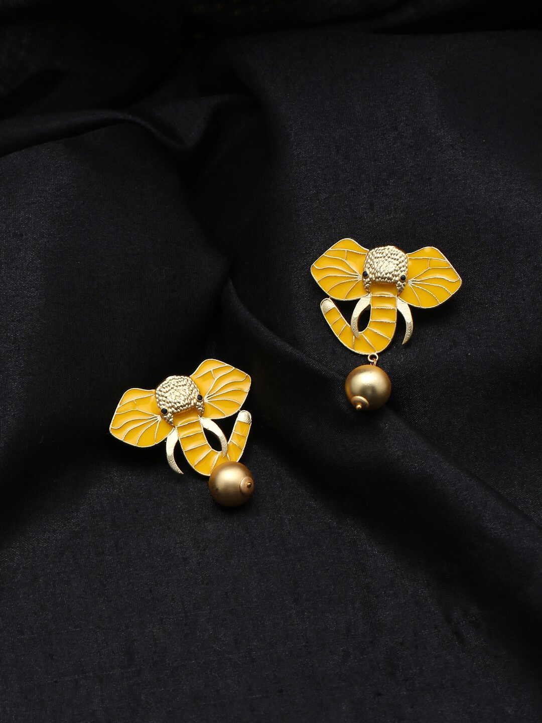 

CELEBRAVO Meenakari Elephant Shaped Drop Earrings, Gold