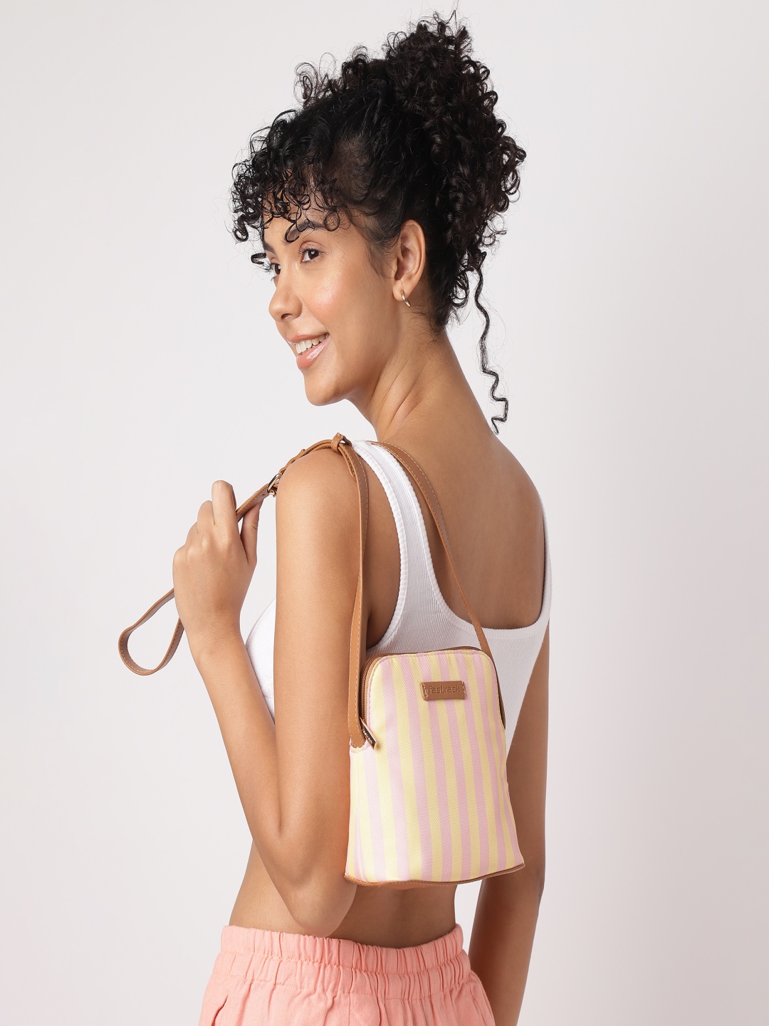 

Fastrack Striped Sling Bag, Pink