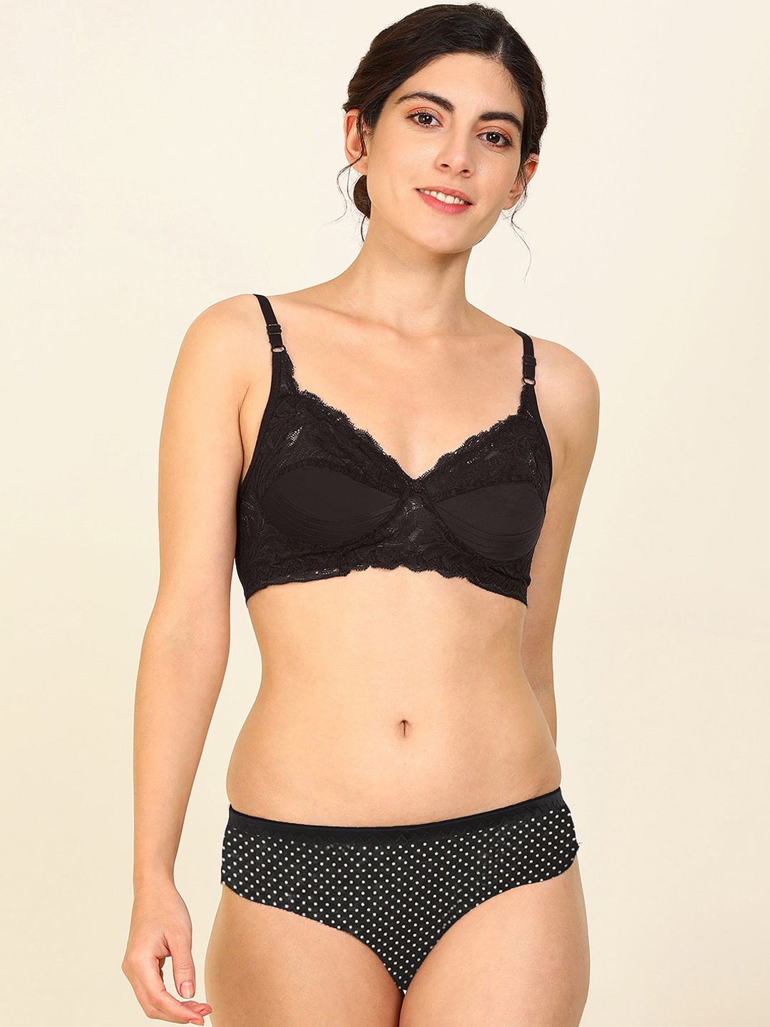 

Aamarsh Self-Designed Cotton Lingerie Set, Black