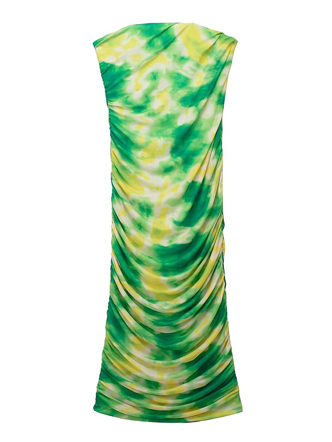 

LULU & SKY Tie & Dye Printed Off Shoulder Gathered Sheath Dress, Green