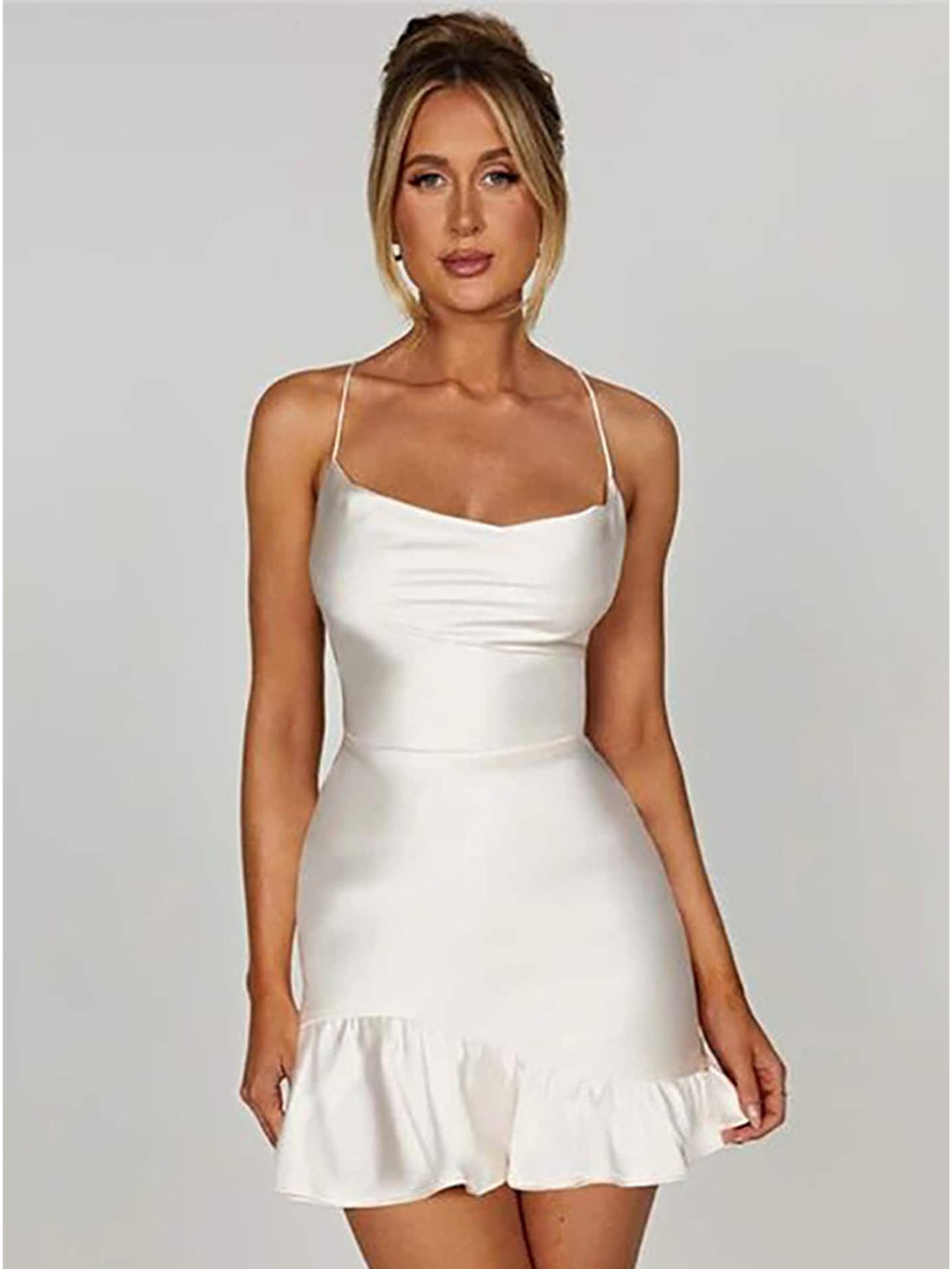 

LULU & SKY Shoulder Straps Bodycon Mini Dress, White