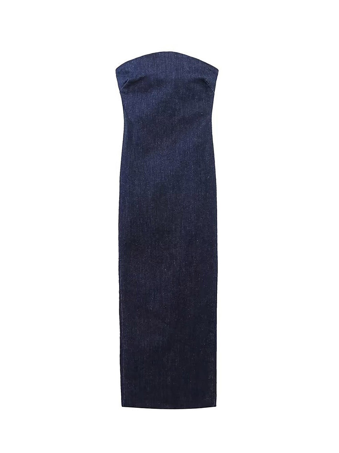 

LULU & SKY Off-Shoulder Back Slit Denim Bodycon Midi Dress, Blue