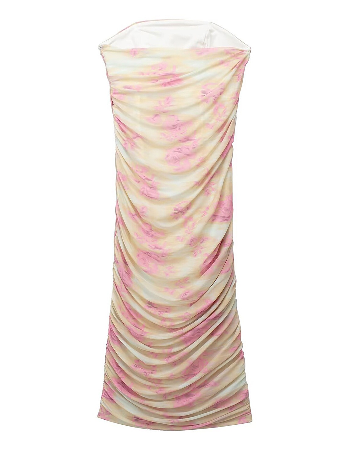 

LULU & SKY Floral Printed Gathered Strapless Sheath Dress, Pink