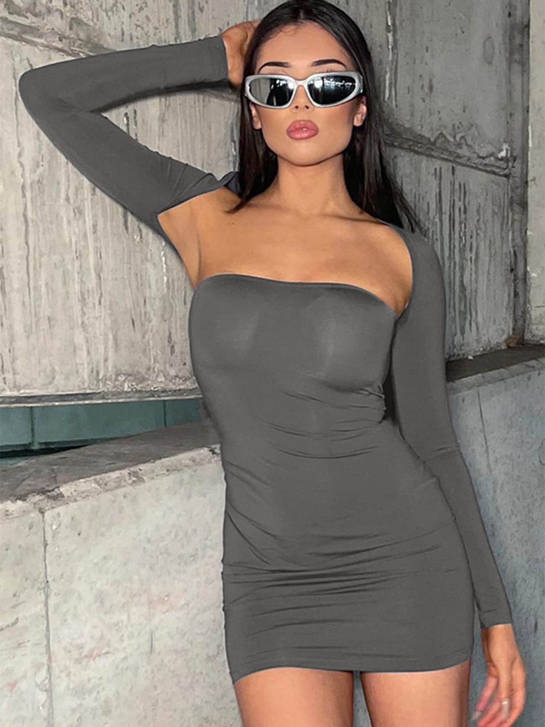 

LULU & SKY Square-Neck Bodycon Dress, Grey