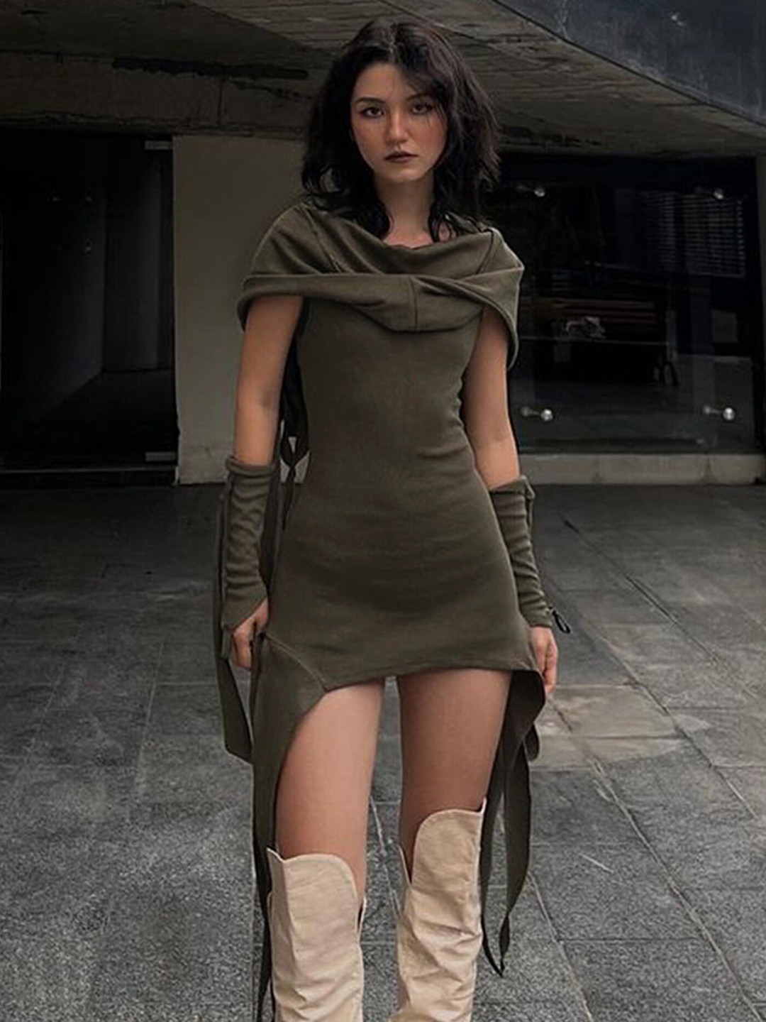 

LULU & SKY Hooded Sheath Mini Dress, Green