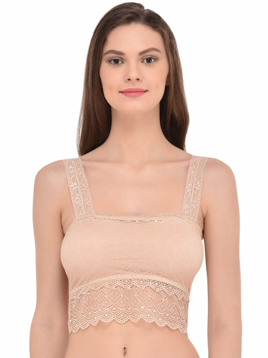 

PrettyCat Beige Self Design Non-Wired Lightly Padded Bralette Bra PCSB20028_32B