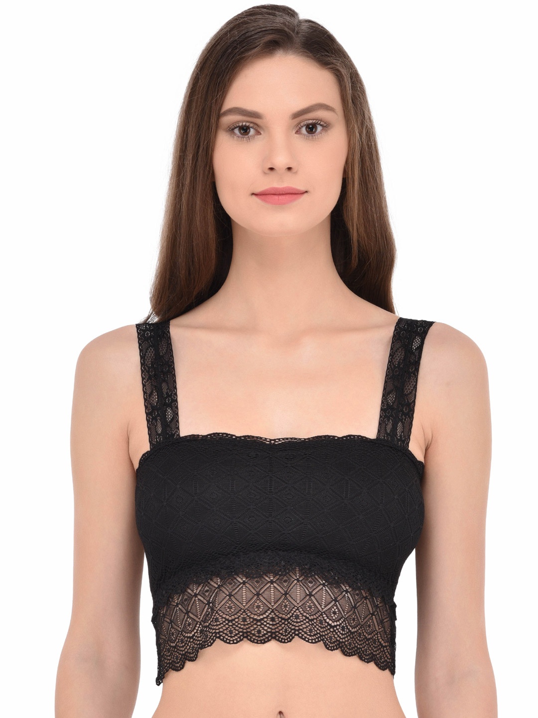 

PrettyCat Black Self Design Non-Wired Lightly Padded Bralette Bra PCSB20027_30B