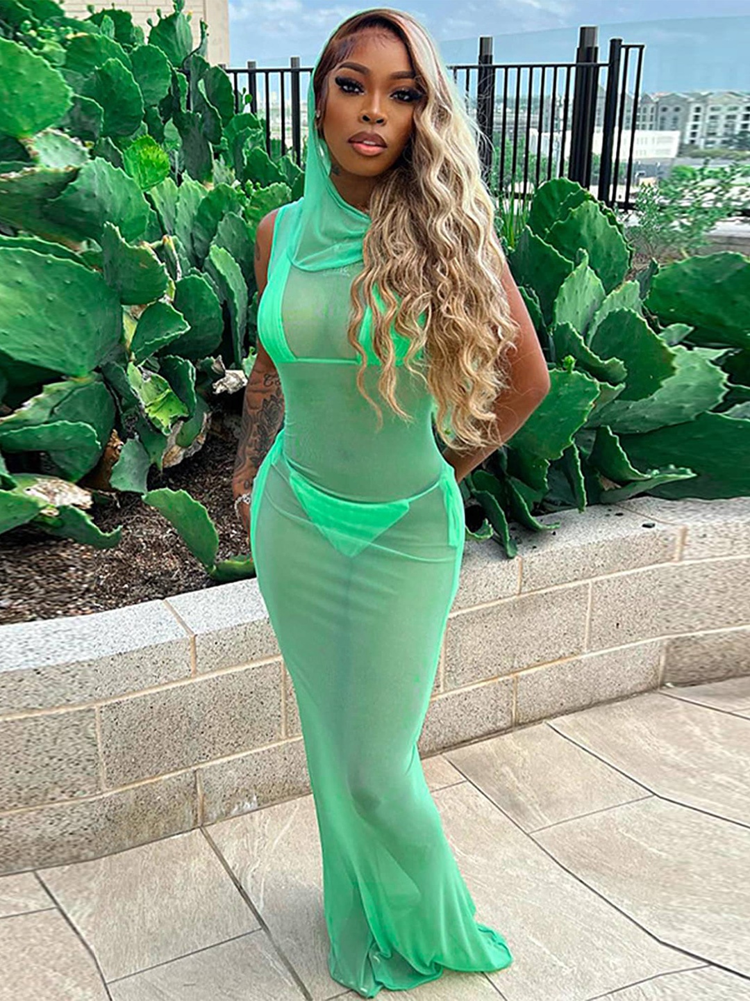 

LULU & SKY High Neck Maxi Dress, Green