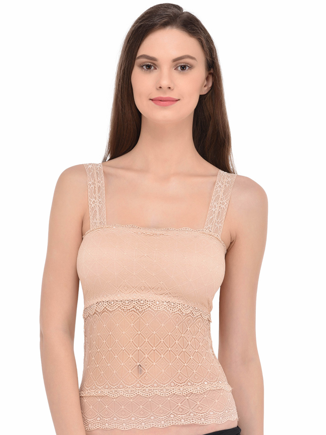 

PrettyCat Beige Self Design Non-Wired Lightly Padded Bralette Bra PCSB20031_36A