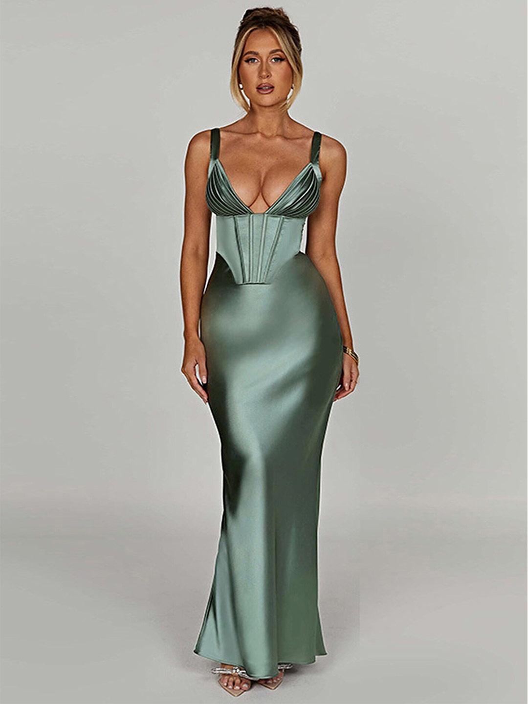 

LULU & SKY Shoulder Strap Maxi Dress, Green