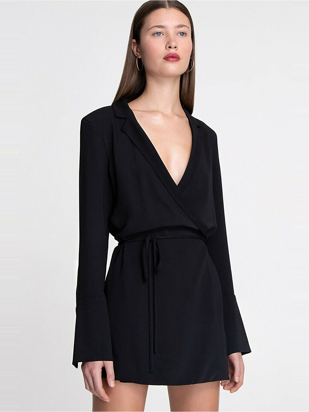 

LULU & SKY V-Neck Wrap Mini Dress, Black