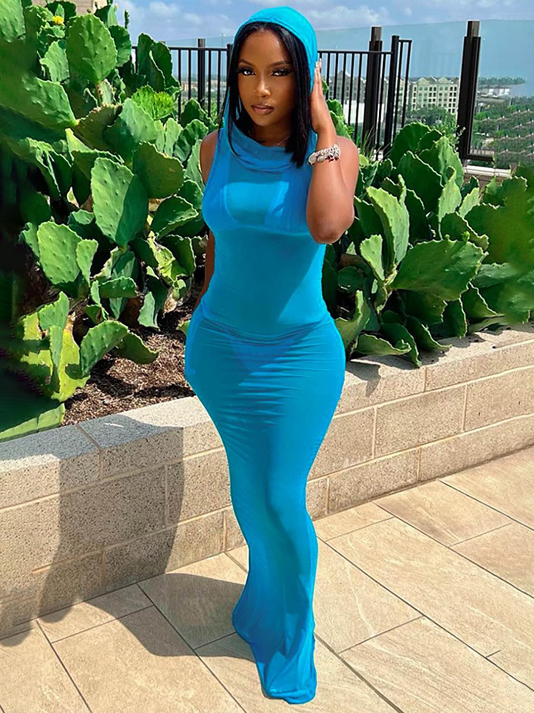 

LULU & SKY Hooded Bodycon Dress, Blue